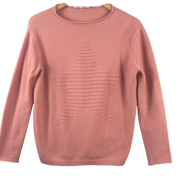Workshop Republic Clothing Sweaters - Workshop Republic Clothing Pink Star Knit Sweater Women’s Medium Soft Crewneck